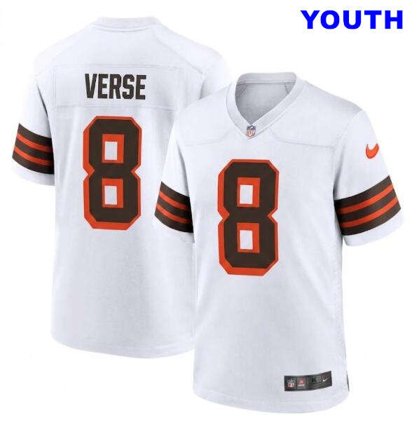 Youth Cleveland Browns #8 Jared Verse Game White 1946 Collection Alternate Jersey