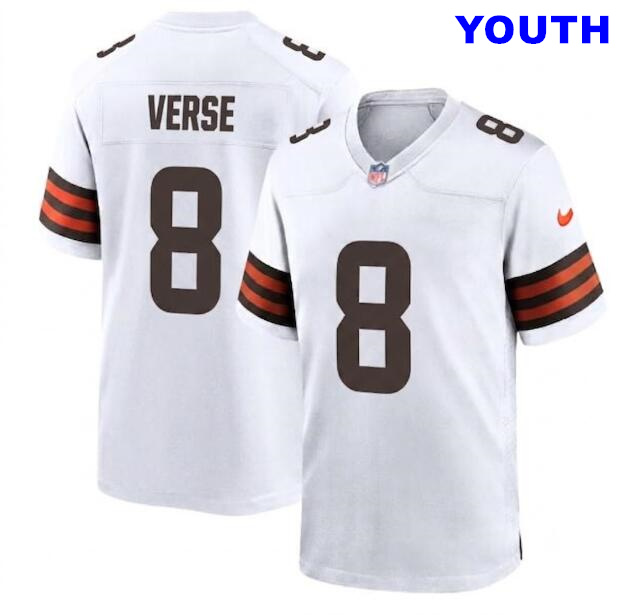 Youth Cleveland Browns #8 Jared Verse Game White Jersey