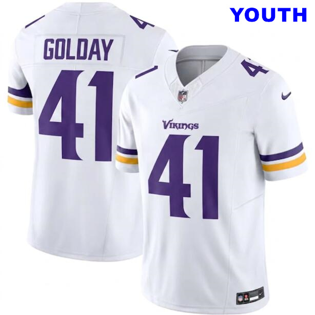 Youth Minnesota Vikings #41 Jake Golday White 2025 F.U.S.E. Vapor Untouchable Limited Football Stitched Jersey