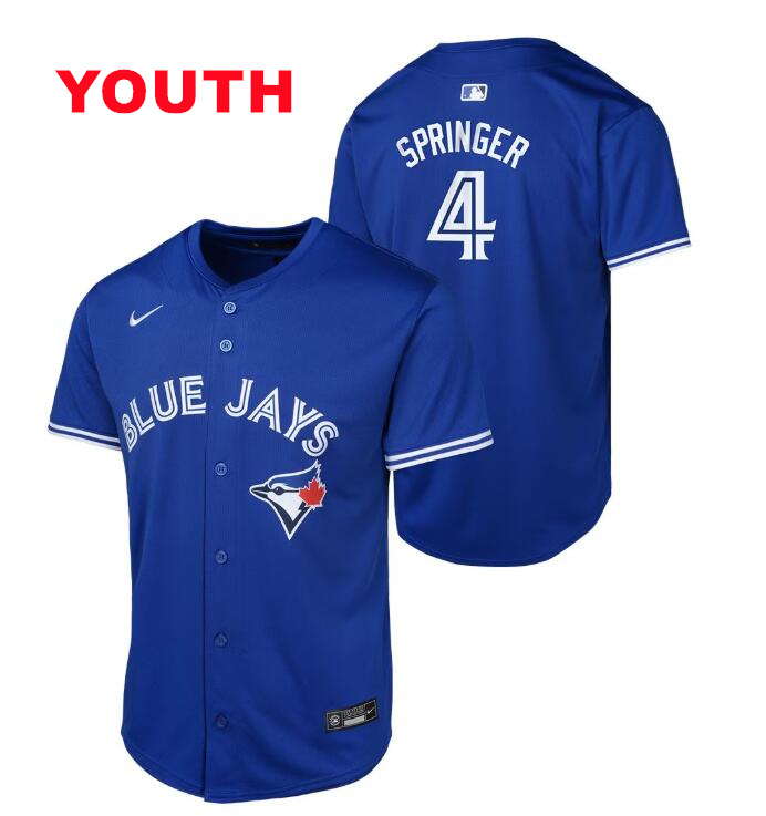 Youth toronto blue jays #4 george springer blue stitched mlb cool base nike jersey