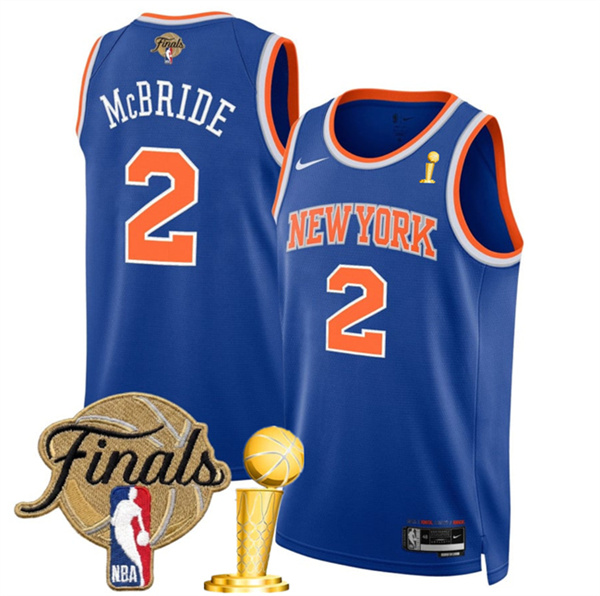 Men's New Yok Knicks #2 Miles McBride Blue 2026 Finals Patch And Finals Champions Patch Icon Edition Stitched Basketball Jersey