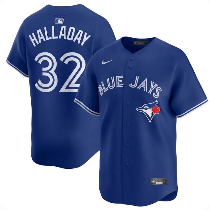 Men's Toronto Blue Jays #32 Roy Halladay Blue Replica Powder Alternate Nike Jersey