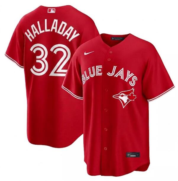 Men's Toronto Blue Jays #32 Roy Halladay Nike Canada Day Replica Red Jersey