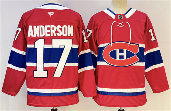 Men's Montreal Canadiens #17 Josh Anderson Red 2024-25 Stitched Jersey