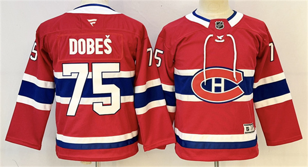 Men's Montreal Canadiens #75 Jakub Dobes Red 2024-25 Stitched Jersey