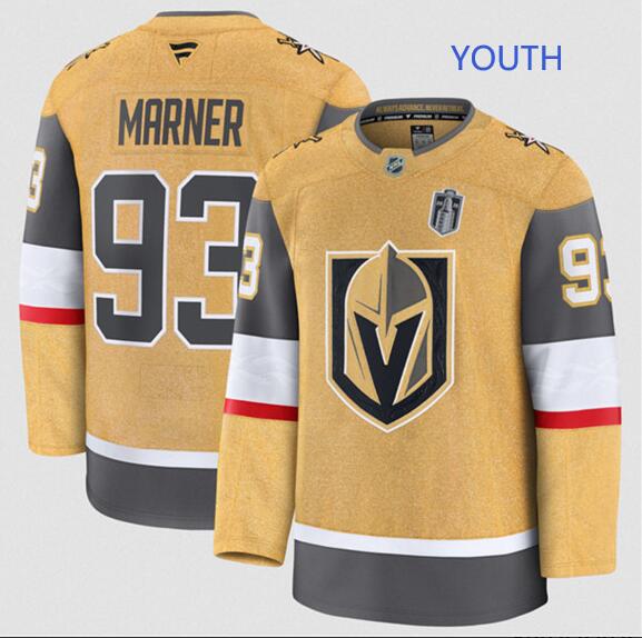 Youth Vegas Golden Knights #93 Mitch Marner Gold 2026 Stanley Cup Final Patch Home Stitched Hockey Jersey