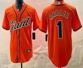 Men's San Francisco Giants #1 Luis Arraez Orange Cool Base Stitched Jersey