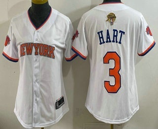 Women's New York Knicks #3 Josh Hart White 2026 Finals Patch Stitched Baseball Jersey
