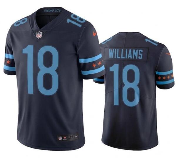 Chicago Bears #18 Caleb Williams Navy Vapor Limited City Edition NFL Jersey