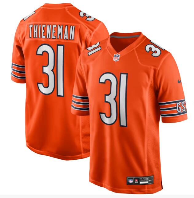 Men's Chicago Bears #31 Dillon Thieneman Nike Game Alternate Orange Stitched Jersey