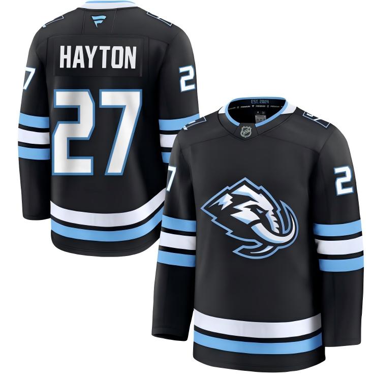 Men's Utah Mammoth #27 Barrett Hayton Fanatics Home Navy Blue Premium Jersey