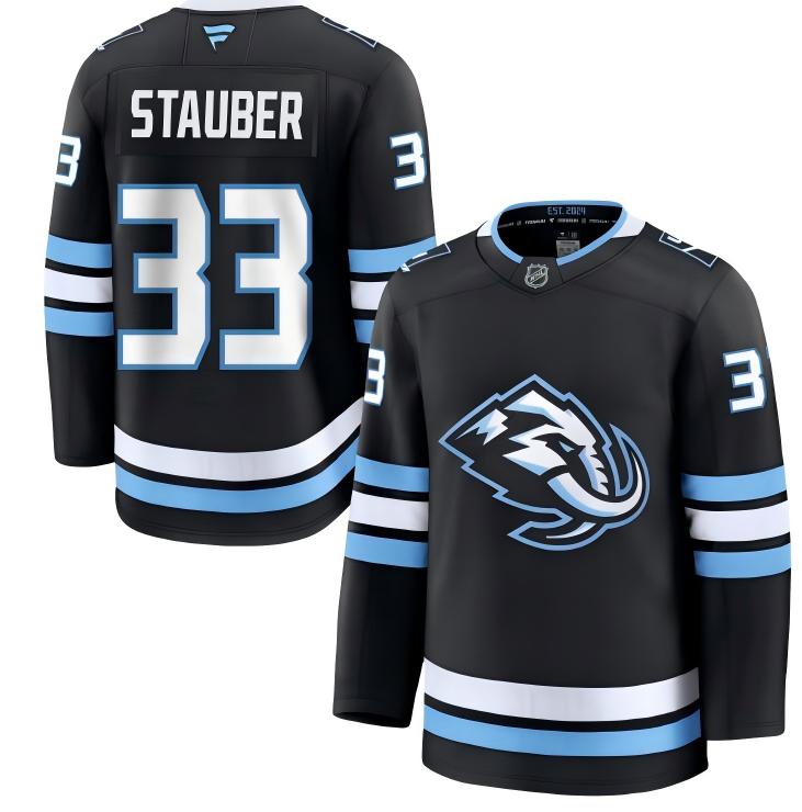 Men's Utah Mammoth #33 Jaxson Stauber Fanatics Home Navy Blue Premium Jersey