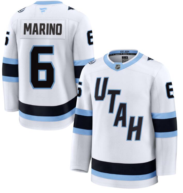 Men's Utah Mammoth #6 John Marino Fanatics Home White Away Premium Jersey