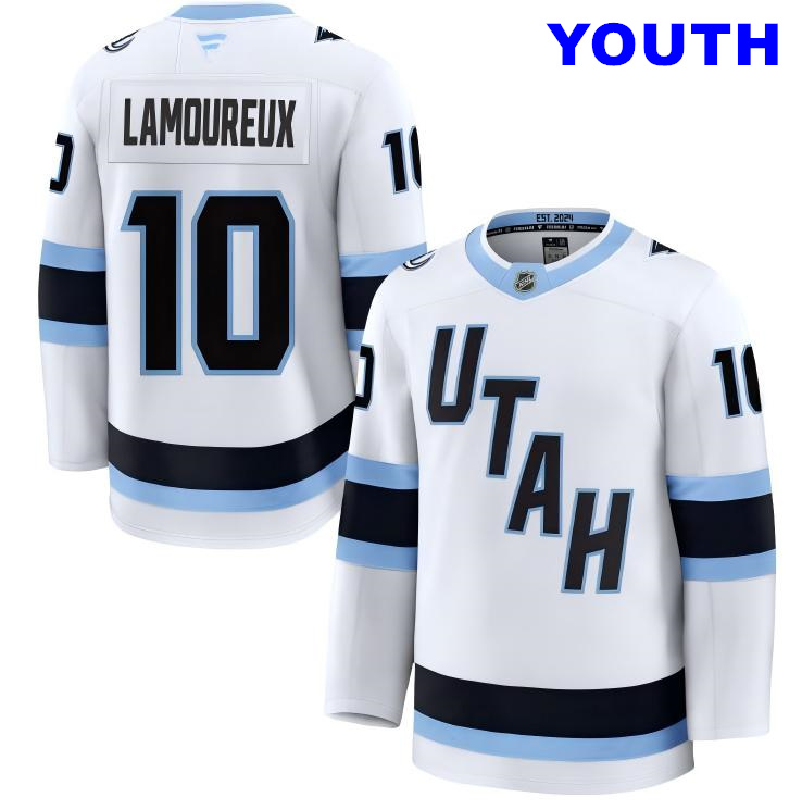Youth Utah Mammoth #10 Maveric Lamoureux Fanatics Home White Away Premium Jersey