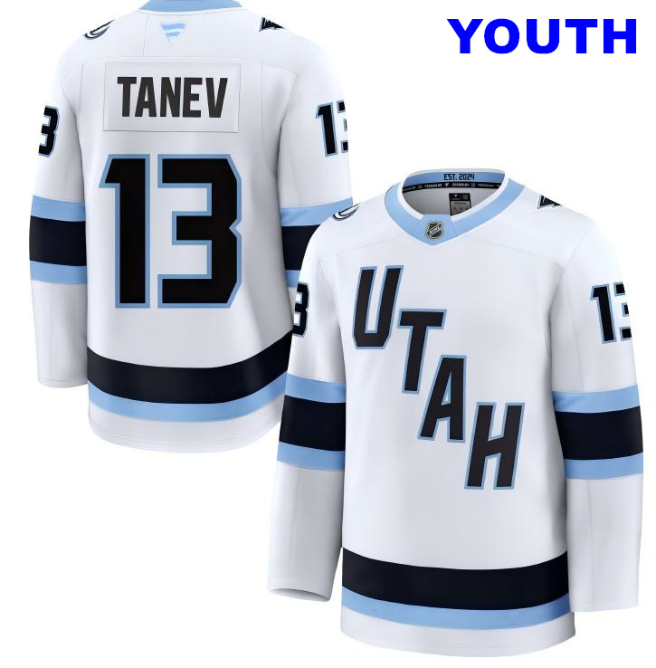 Youth Utah Mammoth #13 Brandon Tanev Fanatics Home White Away Premium Jersey