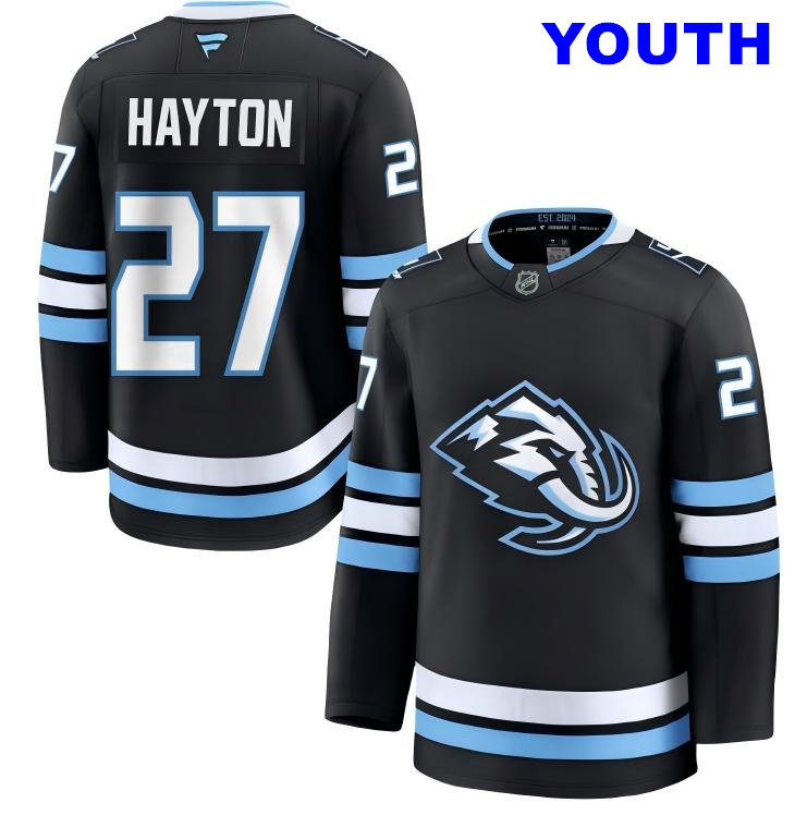 Youth Utah Mammoth #27 Barrett Hayton Fanatics Home Navy Blue Premium Jersey