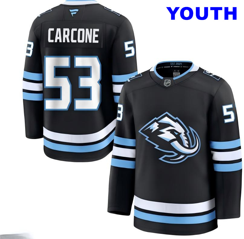 Youth Utah Mammoth #53 Michael  Carcone Fanatics Home Navy Blue Premium Jersey
