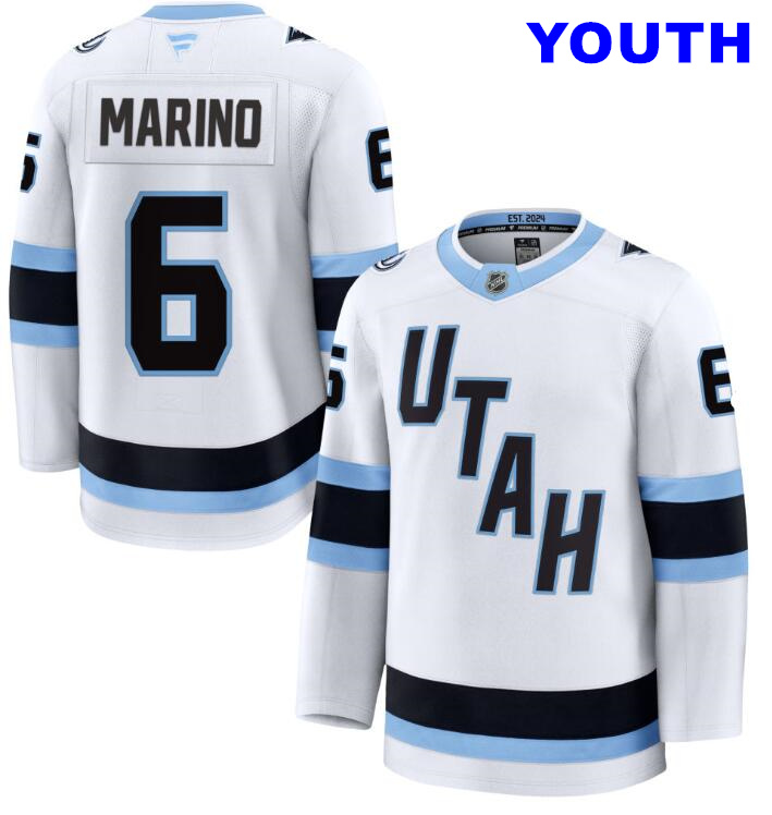 Youth Utah Mammoth #6 John Marino Fanatics Home White Away Premium Jersey