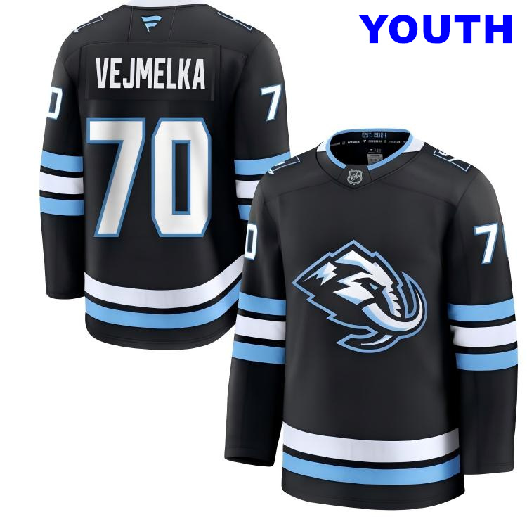 Youth Utah Mammoth #70 Karel Vejmelka Fanatics Home Navy Blue Premium Jersey