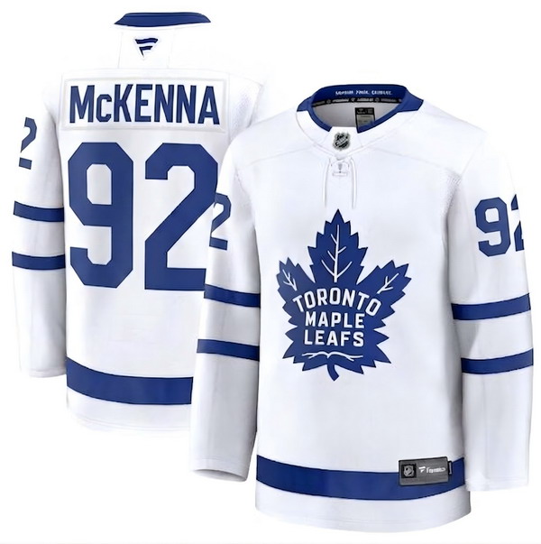 Men's Gavin McKENNA Toronto Maple Leafs #92 Fanatics Away White Stitched Hockey Jersey