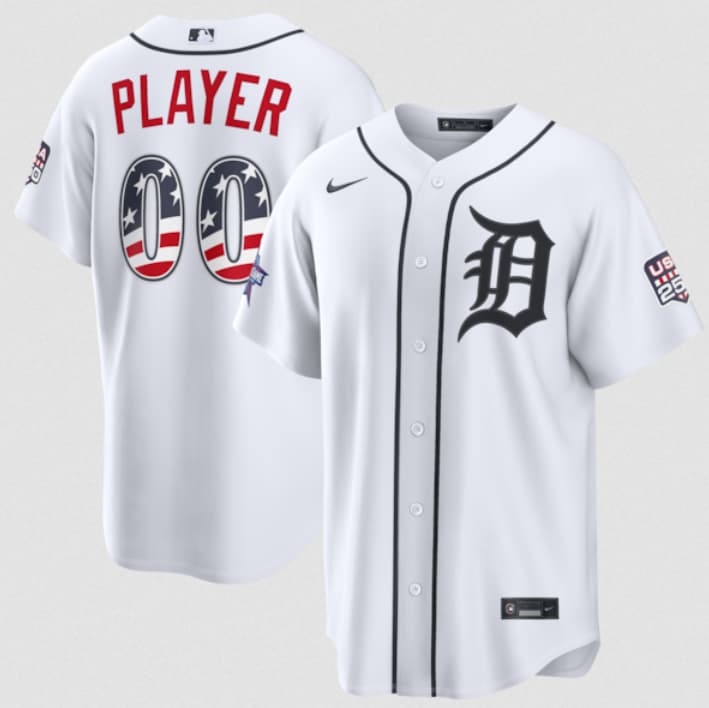 Detroit Tigers ACTIVE PLAYER Custom White 2026 All-Star Edition Stars & Stripes & USA 250 Fourth of July Home Stadium Stitched Baseball Jersey