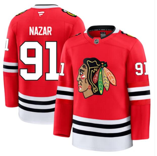 Men's Chicago Blackhawks #91 Frank Nazar Home Red Fanatics Alternate Premium Stitched Jersey