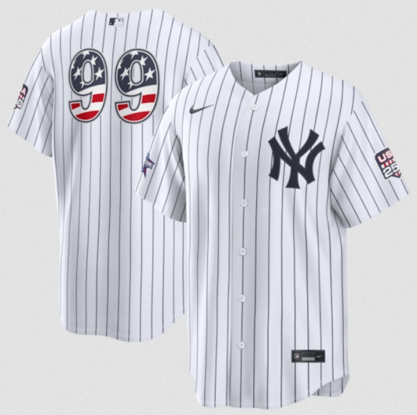 Men's New York Yankees #99 Aaron Judge White 2026 All-Star Edition Stars & Stripes & USA 250 Fourth of July Home Stadium Stitched Baseball Jersey