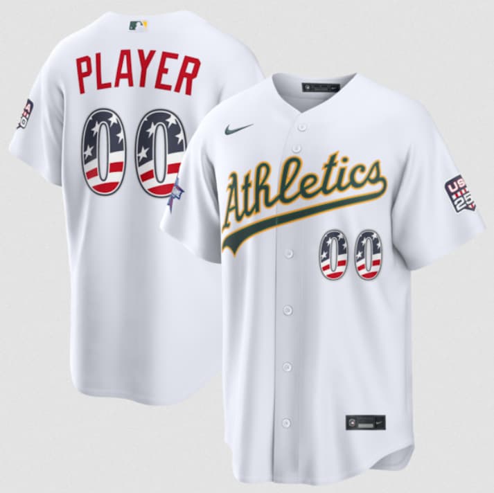 Oakland Athletics Active Player Custom ACTIVE PLAYER Custom White 2026 All-Star Edition Stars & Stripes & USA 250 Fourth of July Home Stadium Stitched Baseball Jersey