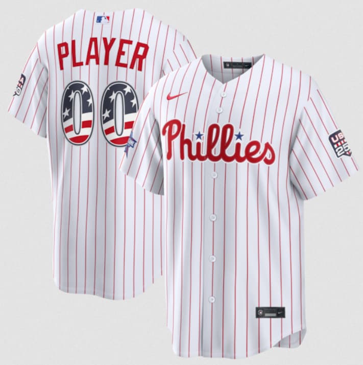 Philadelphia Phillies Active Player Custom White 2026 All-Star Edition Stars & Stripes & USA 250 Fourth of July Home Stadium Stitched Baseball Jersey
