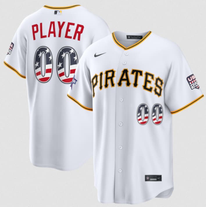 Pittsburgh Pirates Active Player Custom White 2026 All-Star Edition Stars & Stripes & USA 250 Fourth of July Home Stadium Stitched Baseball Jersey