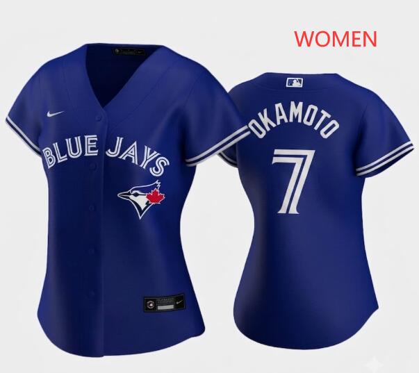 Women Toronto Blue Jays #7 Kazuma Okamoto Alternate Nike Royal Replica Stitche Jersey