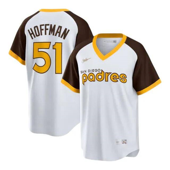 Men's San Diego Padres #51 Trevor Hoffman White Cooperstown Stitched Jersey