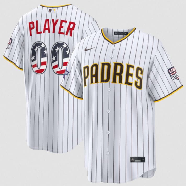 San Diego Padres Active Player Custom White 2026 All-Star Edition Stars & Stripes & USA 250 Fourth of July Home Stadium Stitched Baseball Jersey