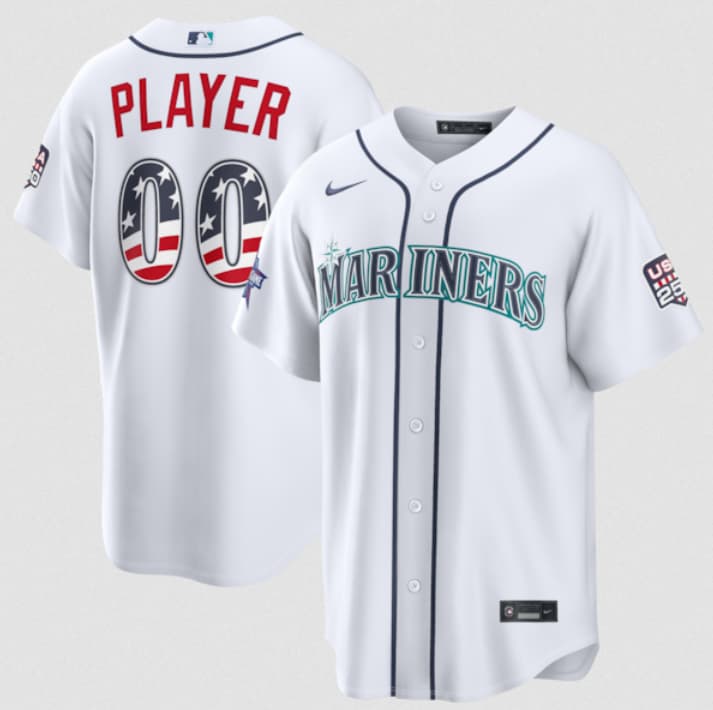 Seattle Mariners Active Player Custom White 2026 All-Star Edition Stars & Stripes & USA 250 Fourth of July Home Stadium Stitched Baseball Jersey