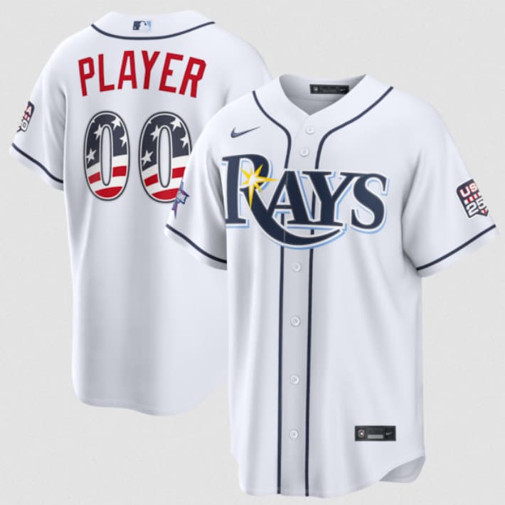 Tampa Bay Rays Active Player Custom White 2026 All-Star Edition Stars & Stripes & USA 250 Fourth of July Home Stadium Stitched Baseball Jersey