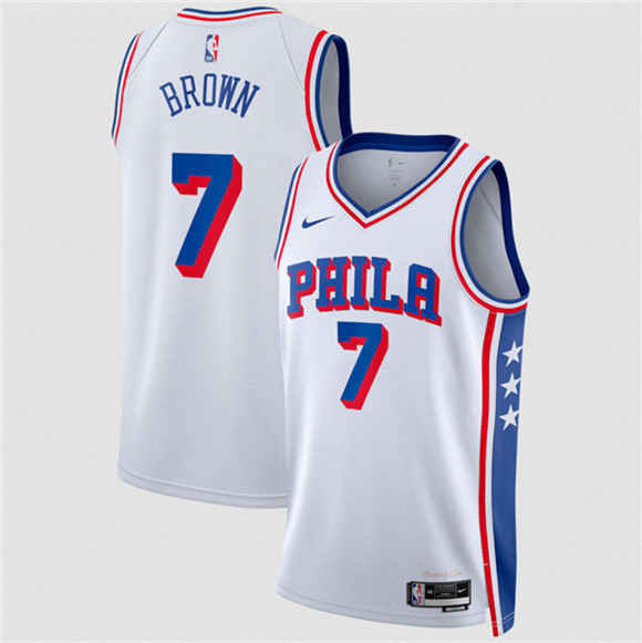 Men's Philadelphia 76ers #7 Jaylen Brown White 2026 Association Edition Stitched Jersey