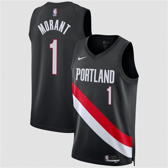Men's Portland Trail Blazers #1 Ja Morant Black 2026 Icon Edition Stitched Basketball Jersey