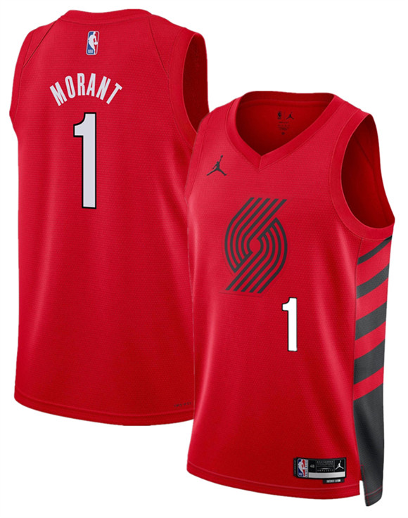 Men's Portland Trail Blazers #1 Ja Morant Red 2026 Statement Edition Stitched Basketball Jersey