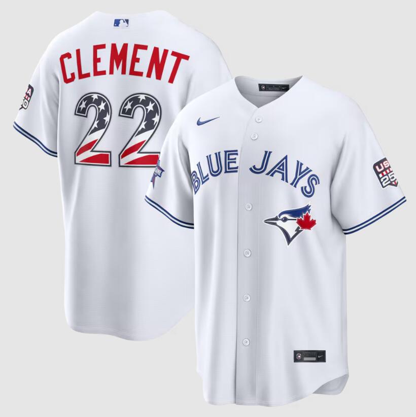 Men's Toronto Blue Jays 22 Ernie Clement 2026 All-Star Edition Stars & Stripes Nike White Stadium Jersey