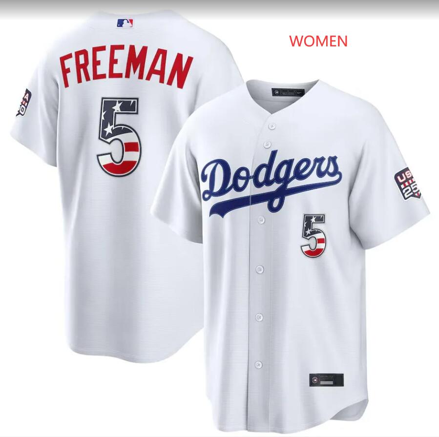 Women Dodgers Freeman #5 USA 250 Celebration Baseball Jersey