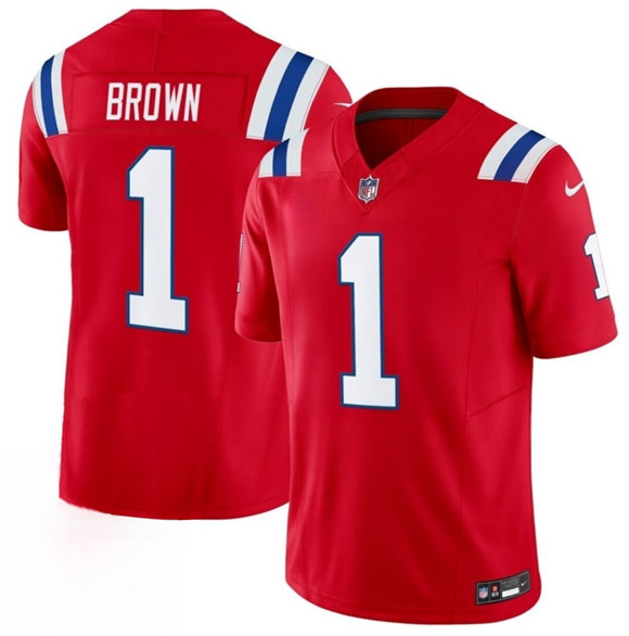 Men's New England Patriots #1 A.J. Brown Red 2026 F.U.S.E. Vapor Limited Football Stitched Jersey
