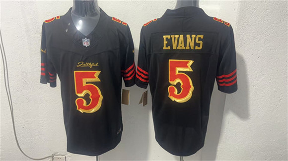 Men's San Francisco 49ers #5 Mike Evans Black Gold 2026 F.U.S.E. “Rivalries” Vapor Limited Football Stitched Jersey