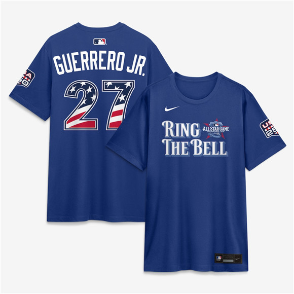 Men's American League #27 Vladimir Guerrero Jr. Blue 2026 All-Star Game Name & Number T-Shirt