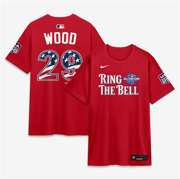 Men's National League #29 James Wood Red 2026 All-Star Game Name & Number T-Shirt