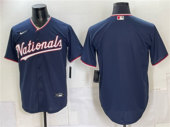 Men's Washington Nationals Blank Navy Stitched Baseball Jersey