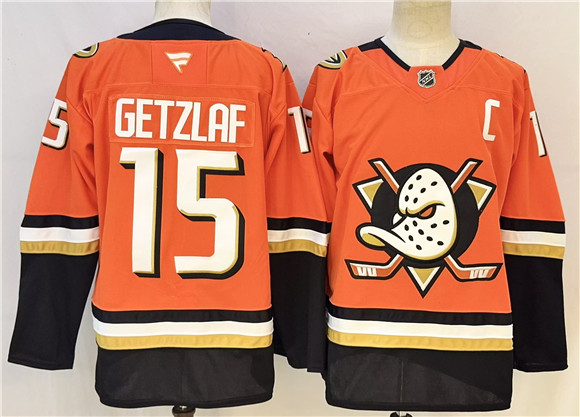 Men's Anaheim Ducks #15 Ryan Getzlaf Orange 2026 With C Patch Home Stitched Hockey Jersey
