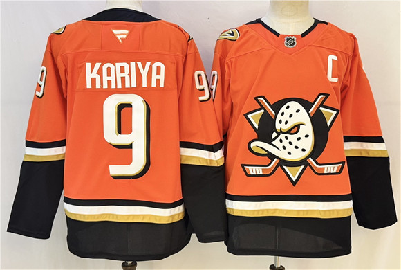 Men's Anaheim Ducks #9 Paul Kariya Orange 2026 With C Patch Home Stitched Hockey Jersey