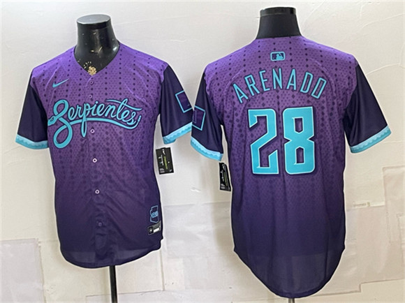 Men's Arizona Diamondbacks #28 Nolan Arenado Purple 2025 City Connect Limited Stitched Baseball Jersey
