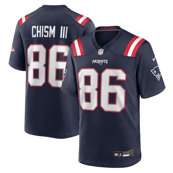 Men's New England Patriots #86 Efton Chism III Nike Navy Team Game Jersey