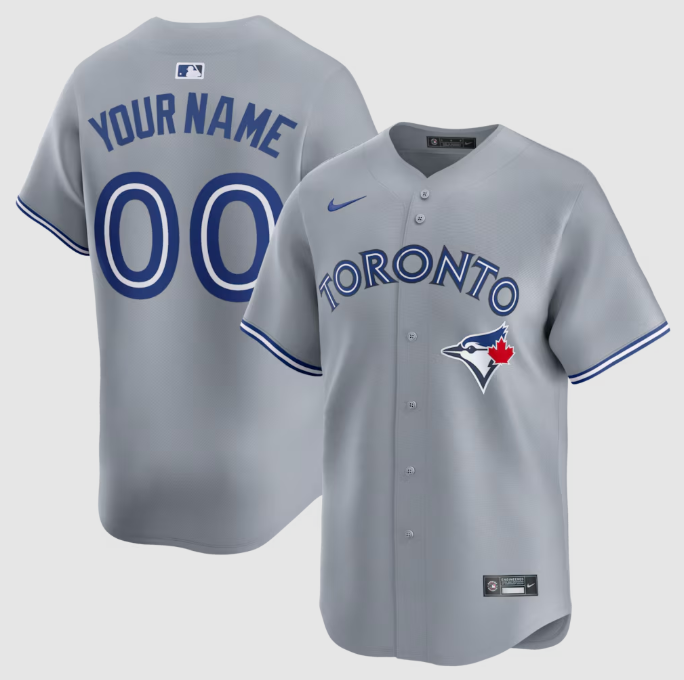 Custom Toronto Blue Jays Nike Gray Road Limited Stitched Jersey
